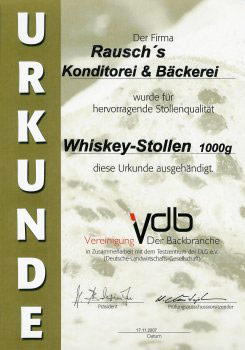2007 - VDB-Urkunde - Whiskey-Stollen