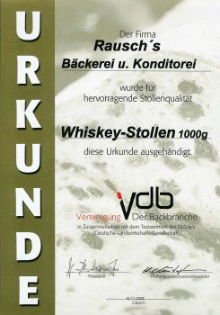 2008 - VDB-Urkunde - Whiskey-Stollen