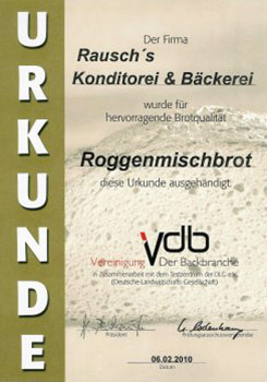 2010 - VDB-Urkunde - Roggenmischbrot