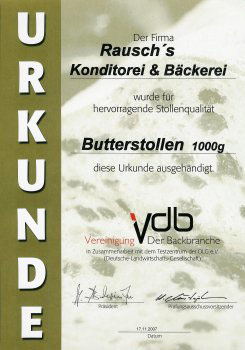 2007 - VDB-Urkunde - Butterstollen